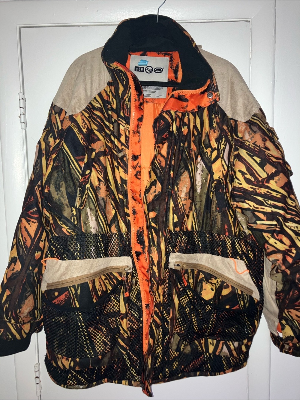 Ecko Unlimited Orange and Brown Camo Puffer Jacket